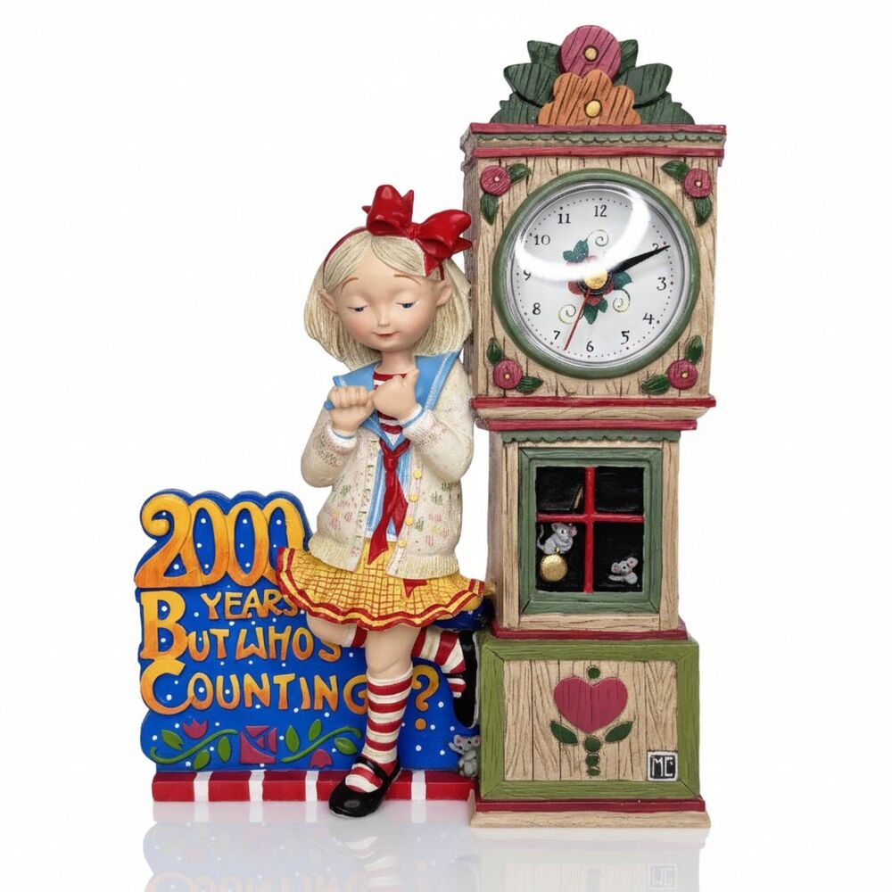 Vintage Mary Engelbreit Ink Millennium 2000 Anniversary Clock Figurine